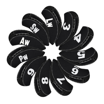 Black Neoprene iron headcover with window 11pcs£¨3-9£¬PW,AW,SW,LW£© Head Cover
